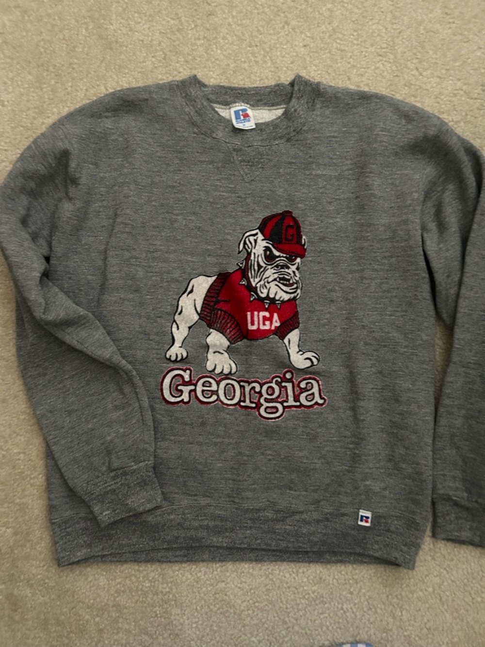 Russell Athletic Georgia Bulldogs Gray Crewneck Sweatshirt Vintage size M